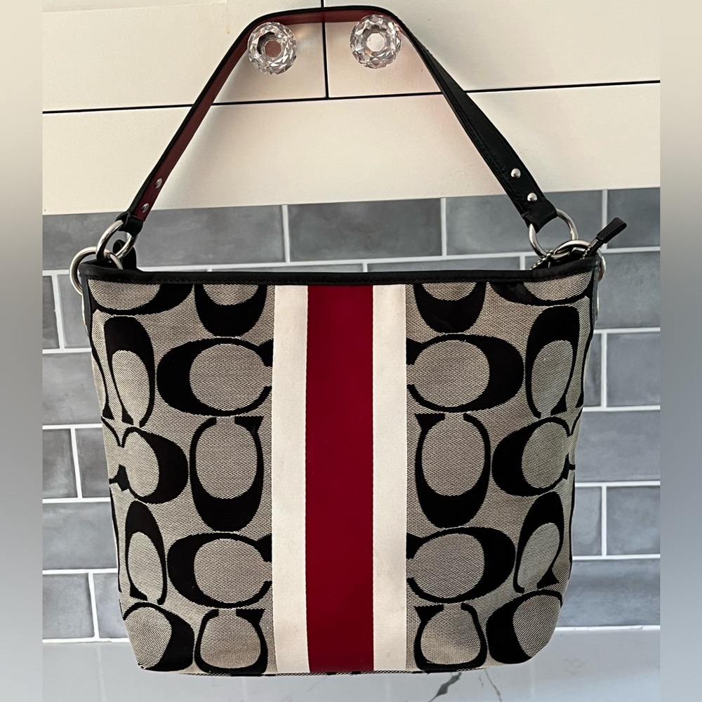 Coach Black and Red Signature Bag - Picture 2 of 16